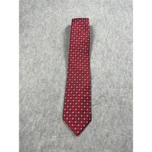 Brooks Brothers Makers Red White Blue Geometric Squares Necktie Neck Tie
